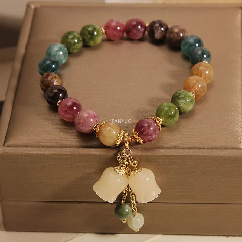 Tourmaline Jade Beaded Bracelet