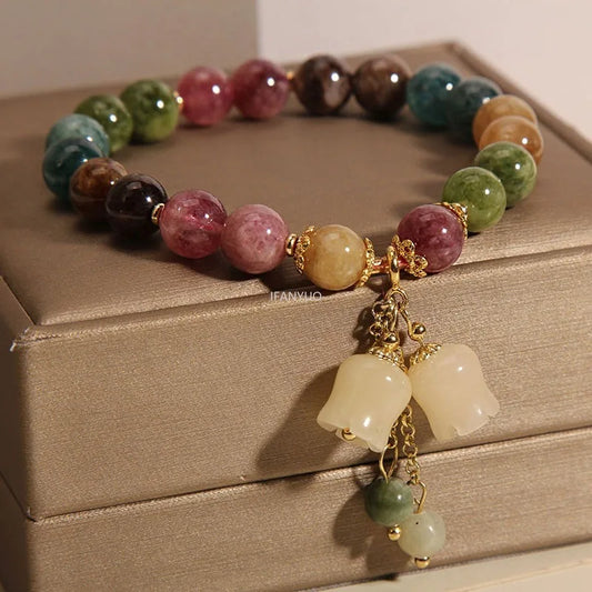 Tourmaline Jade Beaded Bracelet