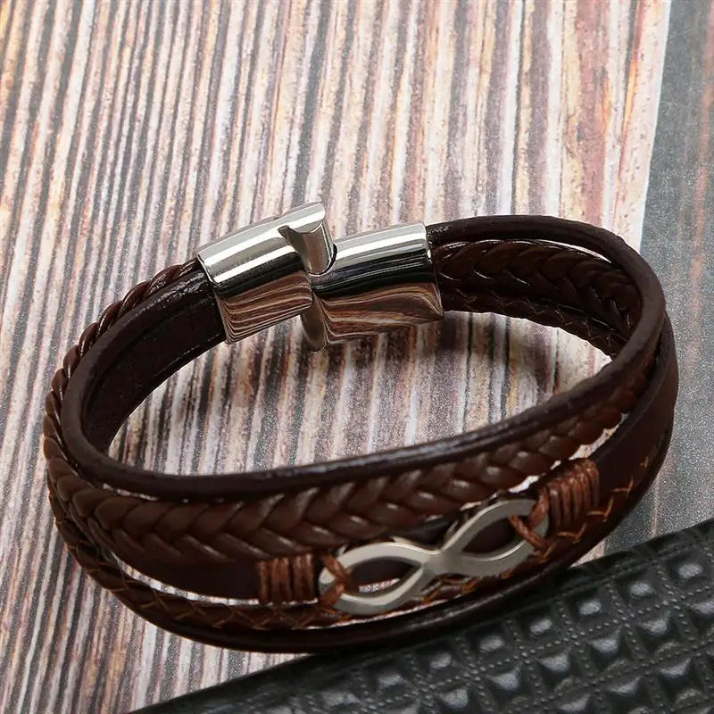 Men's Infinity Leather Wristband