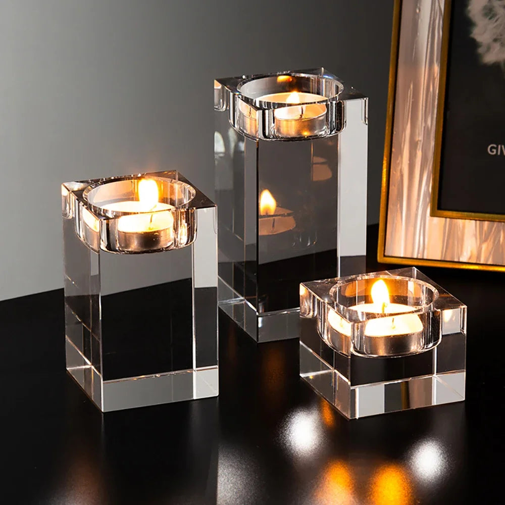 Modern Crystal Glass Candle Holders