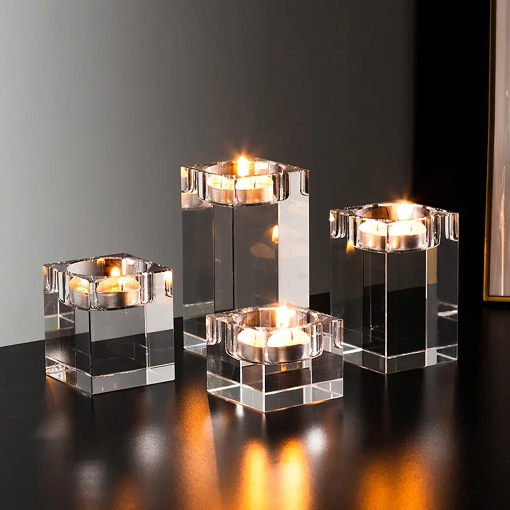 Modern Crystal Glass Candle Holders