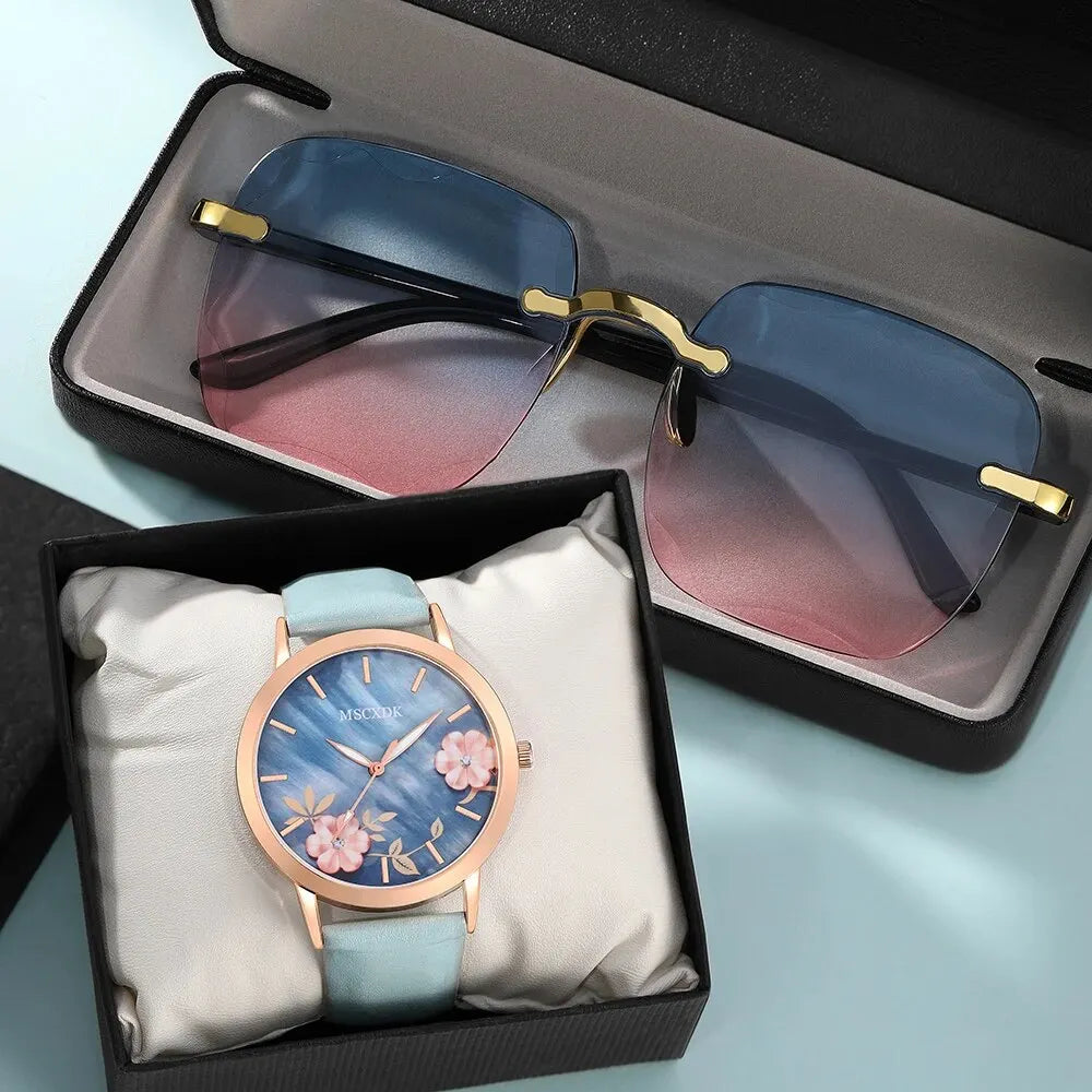 Women’s Floral Watch and Sunglasses