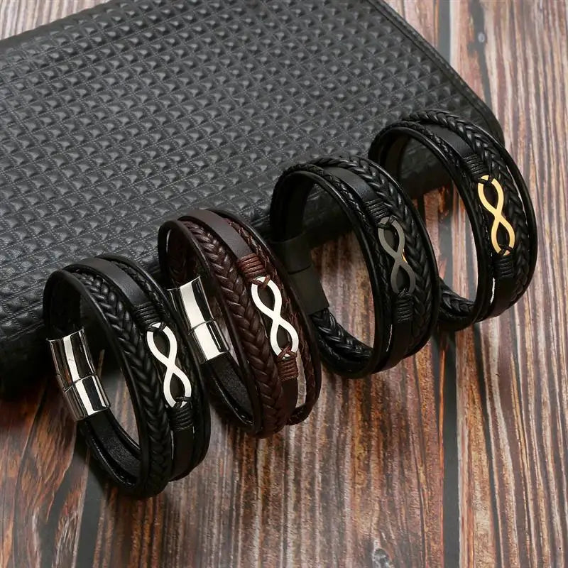 Men's Infinity Leather Wristband