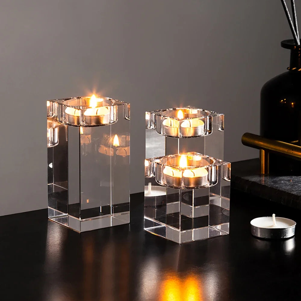 Modern Crystal Glass Candle Holders