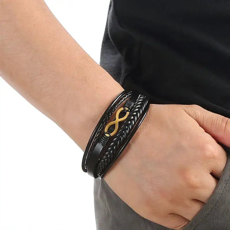 Men's Infinity Leather Wristband