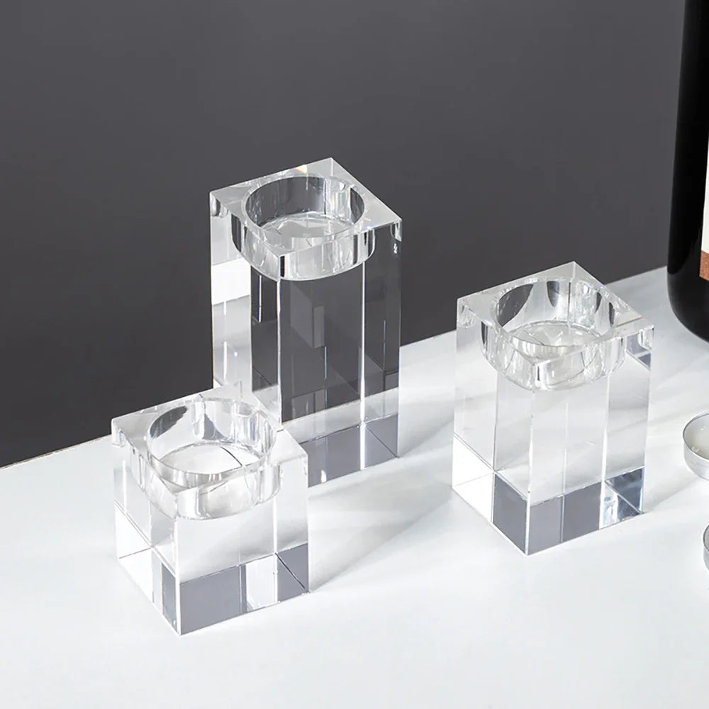 Modern Crystal Glass Candle Holders